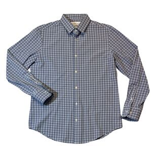 Mizzen + Main mens XL trim fit leeward blue plaid performance button up shirt